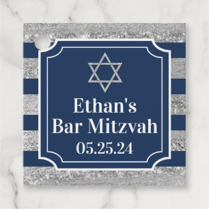Blue, Grått Stripe Pub Mitzvah Tack Gåvor Etiketter