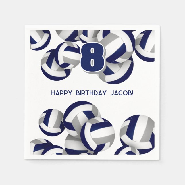 Blue grått Team färg volleyball killsport Pappersservett (Framsidan)