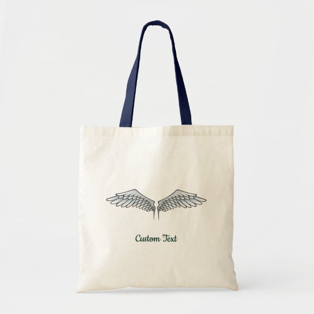 Blue-Grått Vingar Tote Bag Tygkasse (Framsidan)