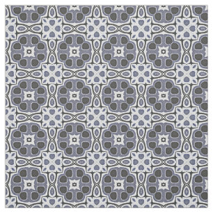 Blue Grått Violet Blommigt Bali Batik Mönster Tyg
