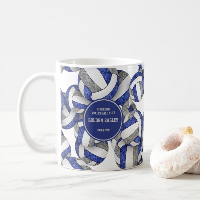 Blue grått volleyball Team färg namn Kaffemugg (Med munk)