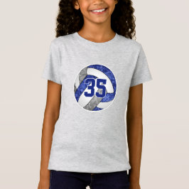 Blue grått volleyball-teamet färg-flickors jrönumm t shirt