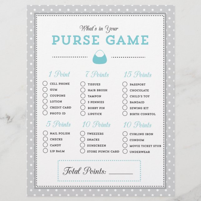 Blue & Grått What's in Your Purse? Spel (Framsida)