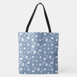 Blue Grått White Liberty Blommönster Elegant Pop Tygkasse