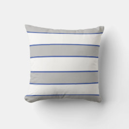 Blue Grått White Nautical Elegant Modern Rand Kudde