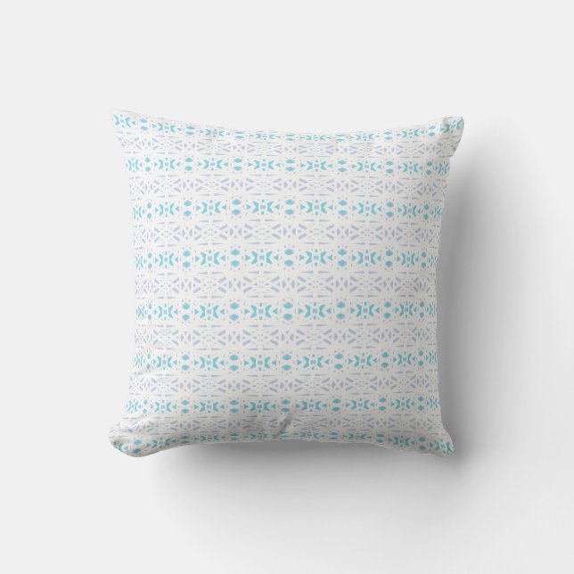 Blue Grått White Pastel Deco Mönster Baby Nursery Kudde (Framsida)