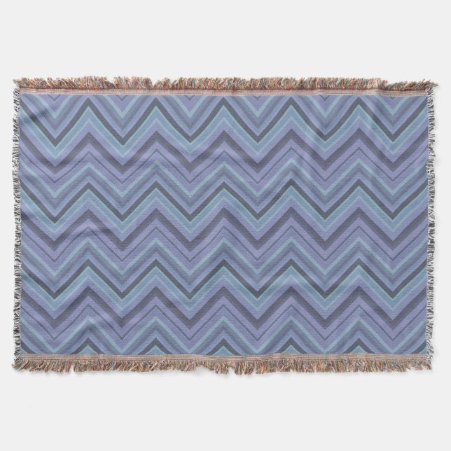 Blue-grått zigzag rand filt (Framsidan)