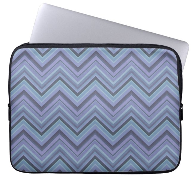 Blue-grått zigzag rand laptop sleeve (Framsidan)