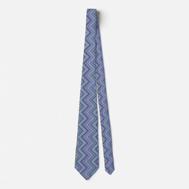 Blue-grått zigzag rand slips (Framsida)