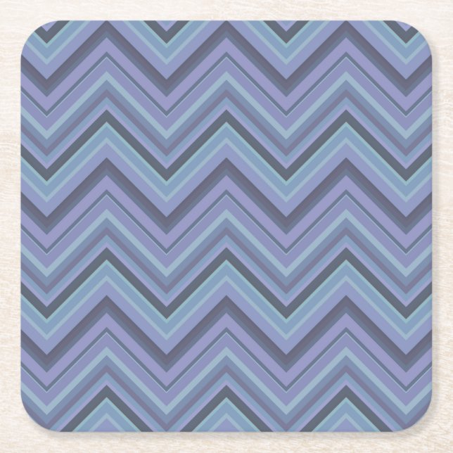 Blue-grått zigzag rand underlägg papper kvadrat (Framsidan)