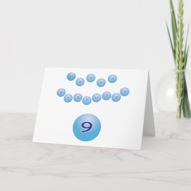 Blue Grattis på födelsedagen för Boy Age 9 Kort (Framsida)