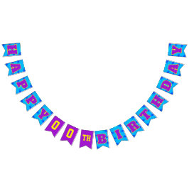 BLUE Grattis på födelsedagen | Redigerbar Vimplar