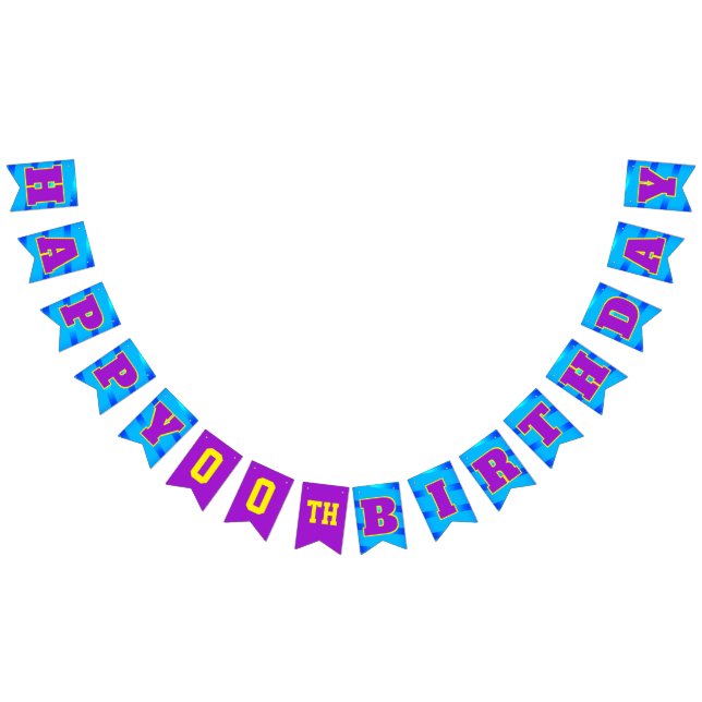 BLUE Grattis på födelsedagen | Redigerbar Vimplar (Alla)