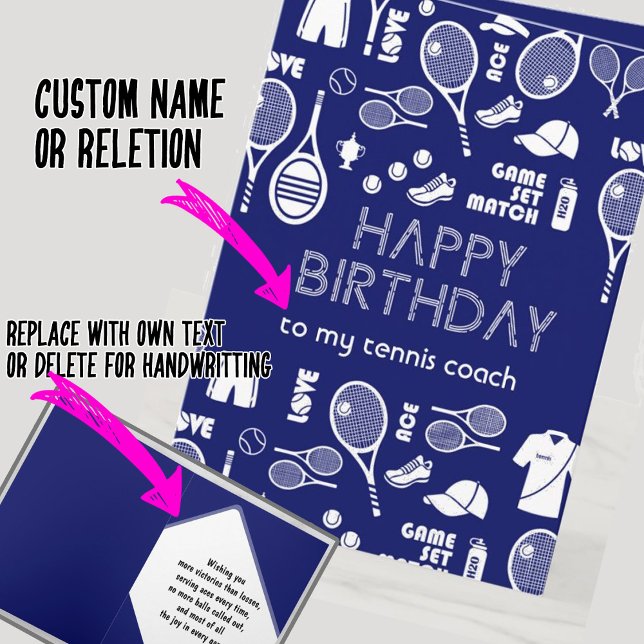Blue Grattis på födelsedagen 🎾 Tennis 💙 🤍 Kort (Skapare uppladdad)