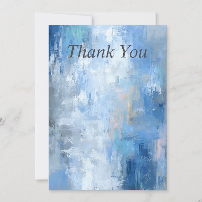 Blue & Gray Abstract Paint Thank You Card Inbjudningar (Framsida)