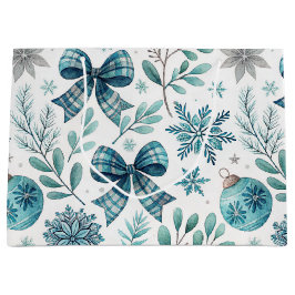 BLUE & GRAY CHRISTMAS BALLS & BOWS