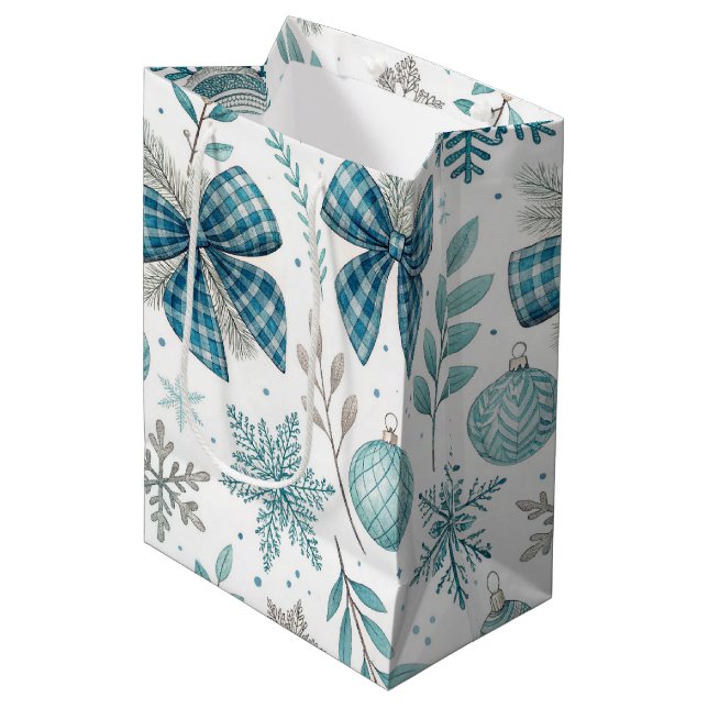 BLUE & GRAY CHRISTMAS BALLS & BOWS (Framsidan Vinklad)