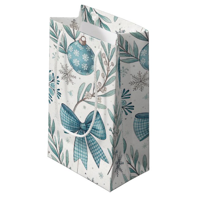 BLUE & GRAY CHRISTMAS BALLS & BOWS (Framsidan Vinklad)