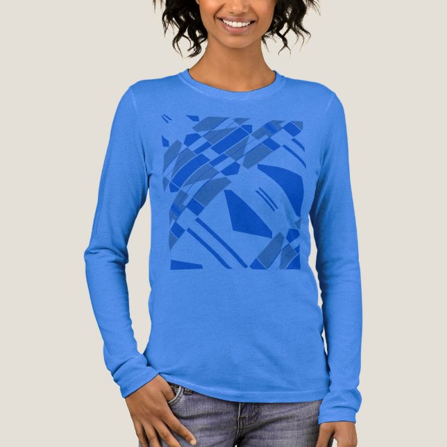 Blue Gray Diagonal Shapes MCM Southwest-inspired T Shirt (Framsida)