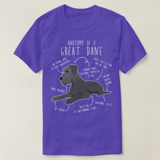 Blue Great dane Hund Anatomy T Shirt (Design framsida)