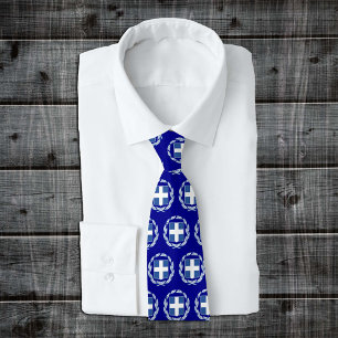 Blue Greece Emblem mode Tie, Grekiska Flagga Slips