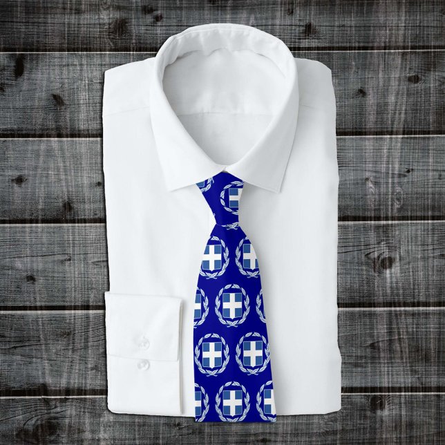 Blue Greece Emblem mode Tie, Grekiska Flagga Slips (Skapare uppladdad)