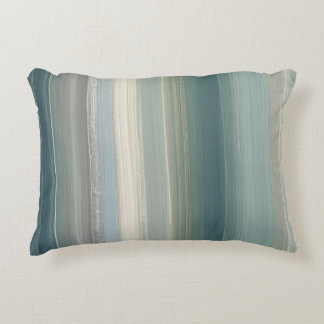 Blue Green Abstract Coastal Stripe Prydnadskudde
