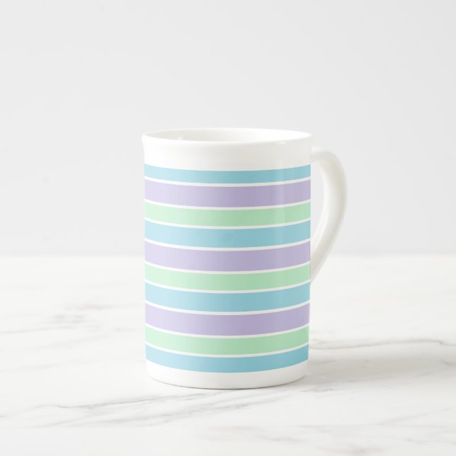 Blue Green and Purple Pastel Stripes Benporslin Mugg (Framsida höger)