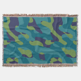Blue Green and Teal Camo Abstract Filt