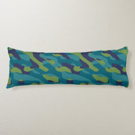 Blue Green and Teal Camo Abstract Kroppskudde