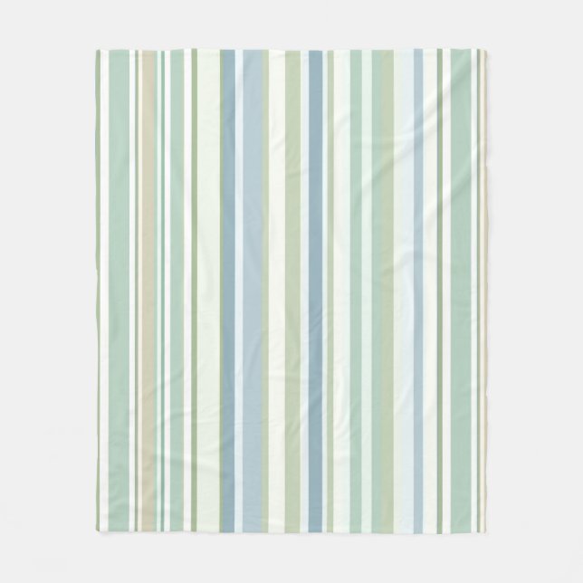 Blue Green and white stripes Fleecefilt (Framsidan)