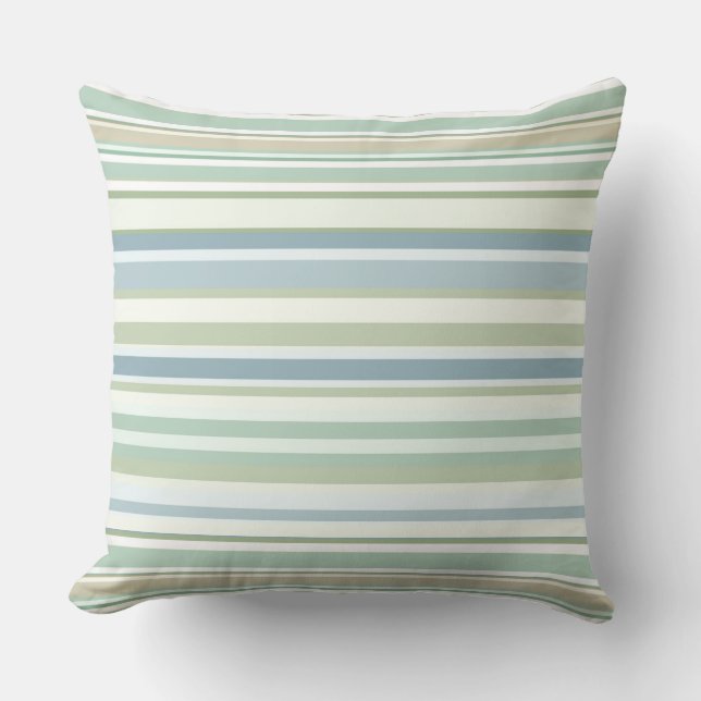 Blue Green and white stripes Kudde (Framsida)