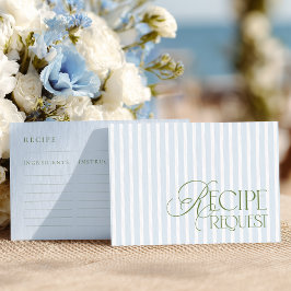 Blue & Green Bridal Shower Recipe Request Tilläggskort