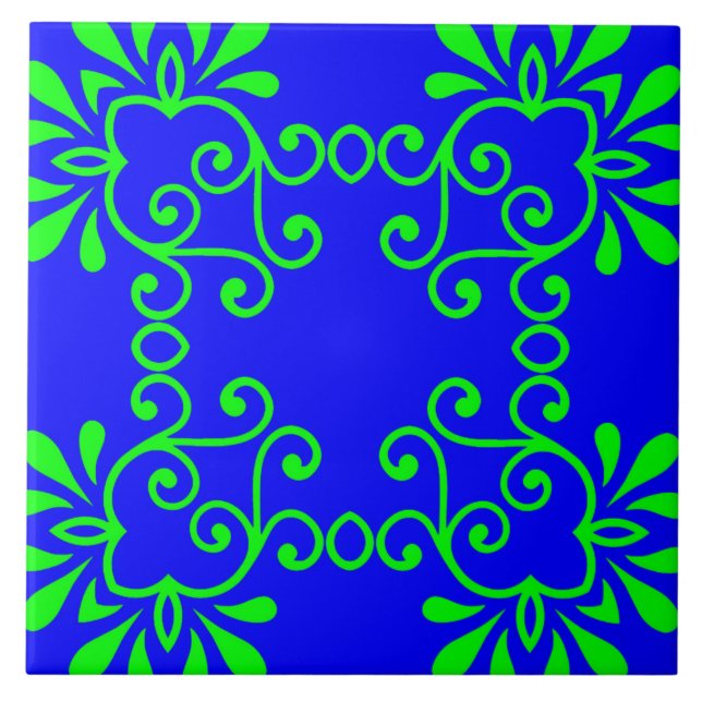 Blue & Green Ceramic Tile Kakelplatta (Framsidan)