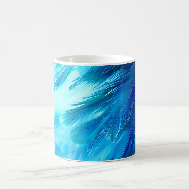 Blue Green Feather Abstract Kaffemugg (Center)