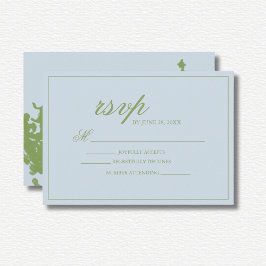 Blue Green Floral Watercolor Wedding  OSA Kort