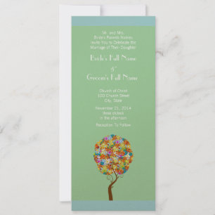 Blue Green Flower Love Tree Wedding Invitation Inbjudningar