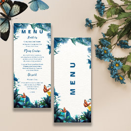 Blue Green Foliage Butterfly Reception Dinner Meny