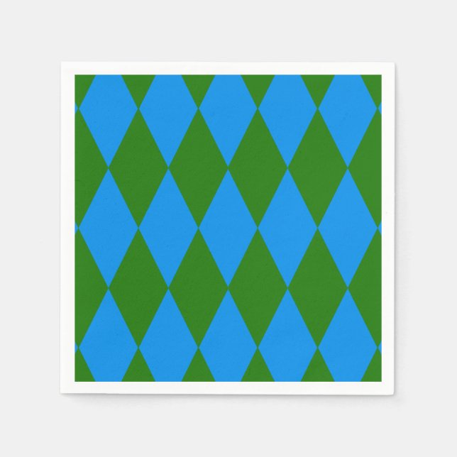Blue Green Harlequin Checkered Design  Pappersservett (Framsidan)