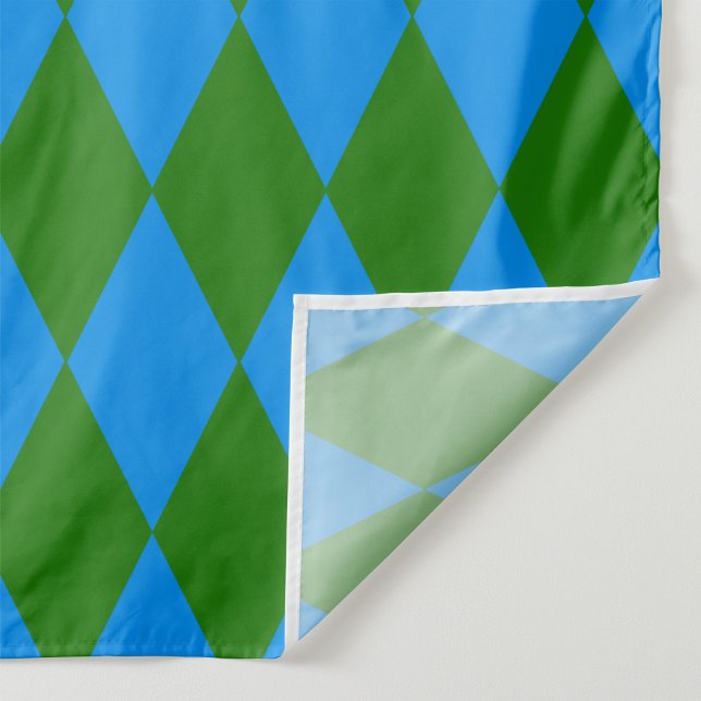 Blue Green Harlequin Checkered Design  Tyg (Skapare uppladdad)