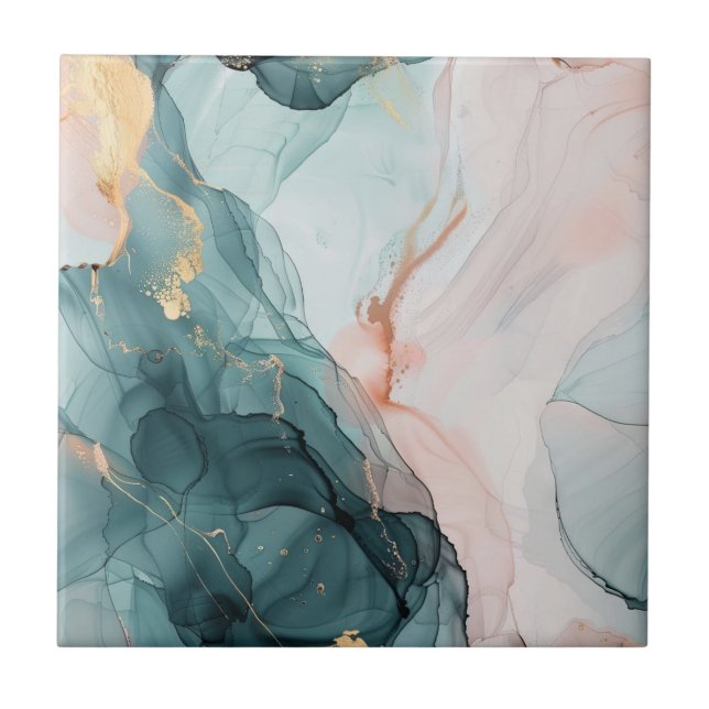 Blue, Green, Pink Marble Effect Ceramic Tile Kakelplatta (Framsidan)