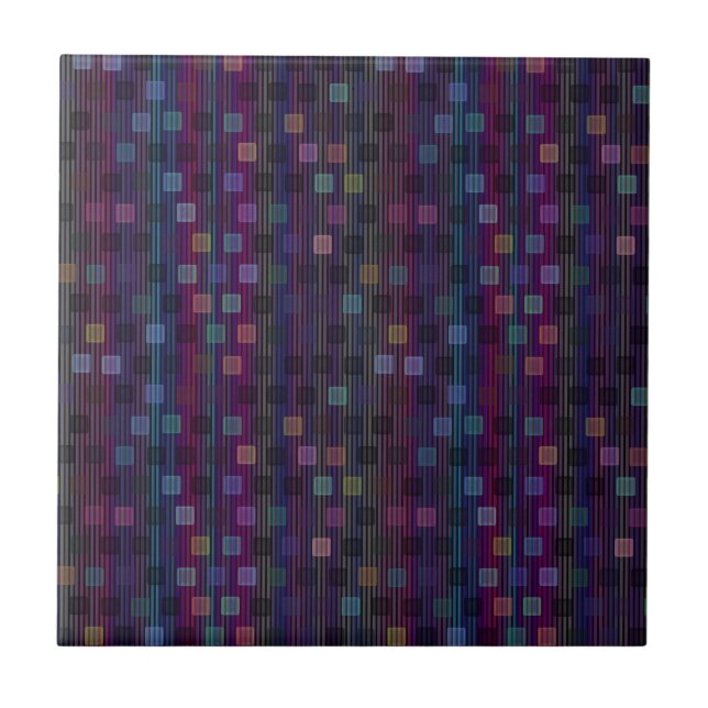Blue, green, purple, pink squares with stripes kakelplatta (Framsidan)