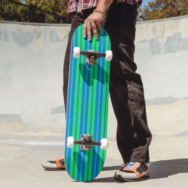 Blue Green Stylish Stripes Pattern Design  Mini Skateboard Bräda 18,5 Cm (Skapare uppladdad)