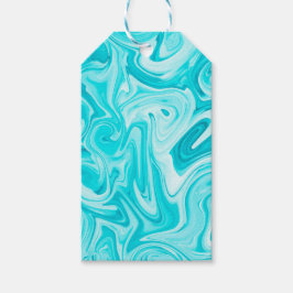 Blue Green Swirled Paint Art Colorful Fun Presentetikett