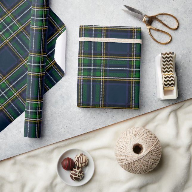 Blue Green Tartan Plaid Wrapping Paper Presentpapper (Hantverk)