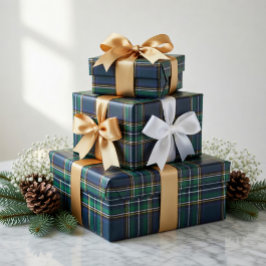 Blue Green Tartan Plaid Wrapping Paper Presentpapper