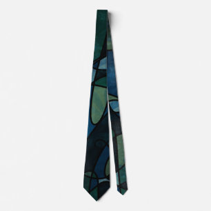 Blue Green Teal Digital Stained Glass Abstract Art Slips
