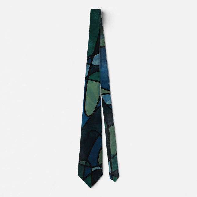 Blue Green Teal Digital Stained Glass Abstract Art Slips (Framsida)