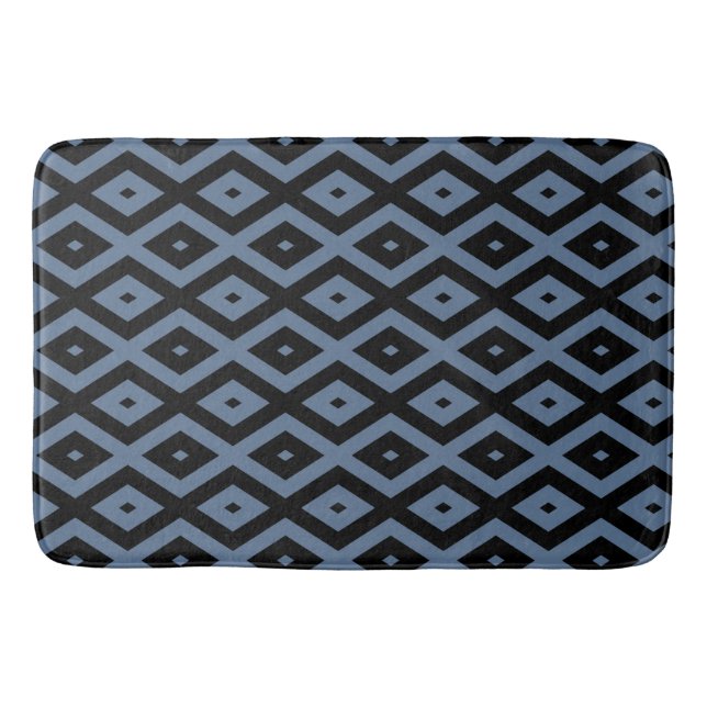 Blue grey and black diamond pattern badrumsmatta (Framsidan)