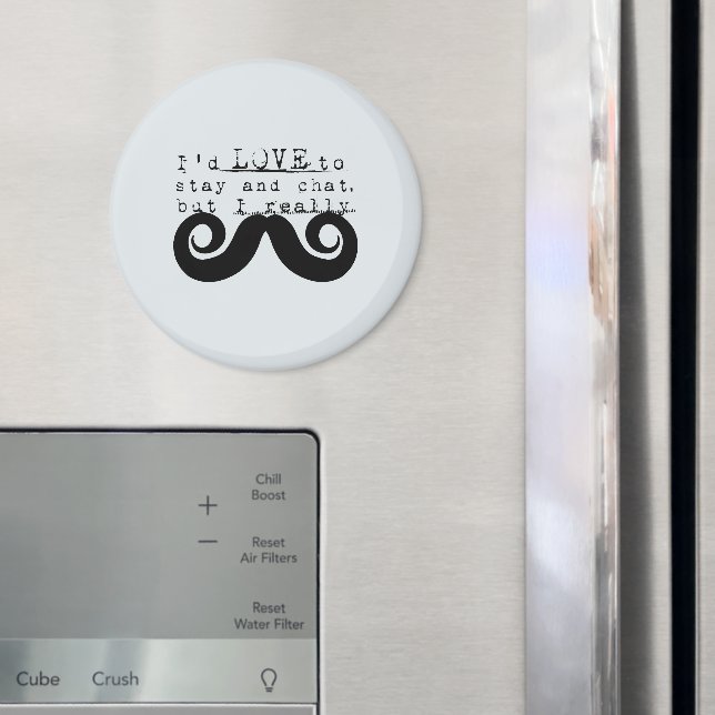 Blue Grey Black Funny Humor I Mustache Magnet (In Situ (Fridge))